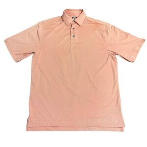 FootJoy Polo Shirt Mens M Peach Micro Stripe Short Sleeve Golf Performance